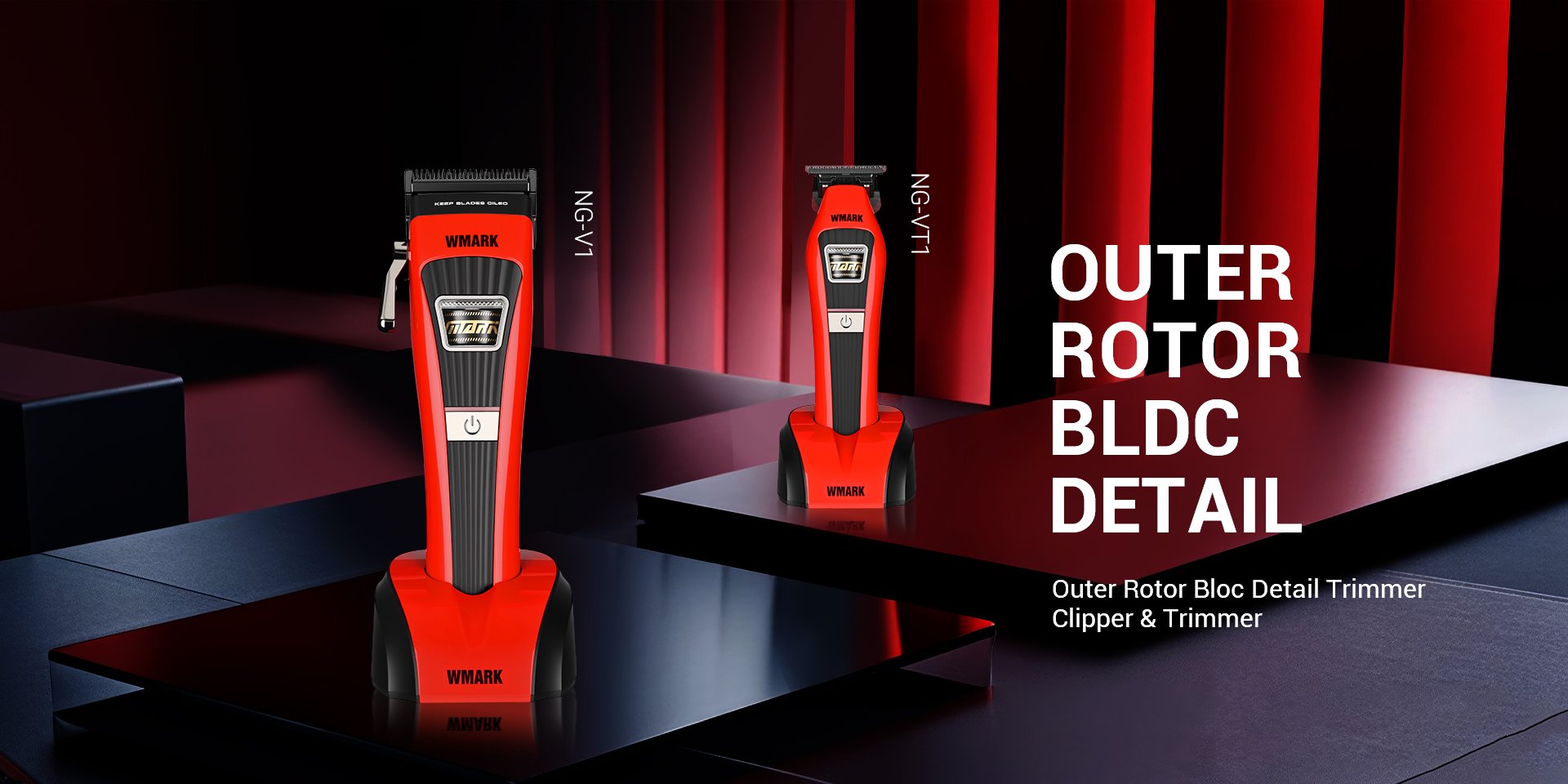 WMARK Outer Rotor BLDC Hair Clipper NG-V1 & Detail Trimmer NG-VT1