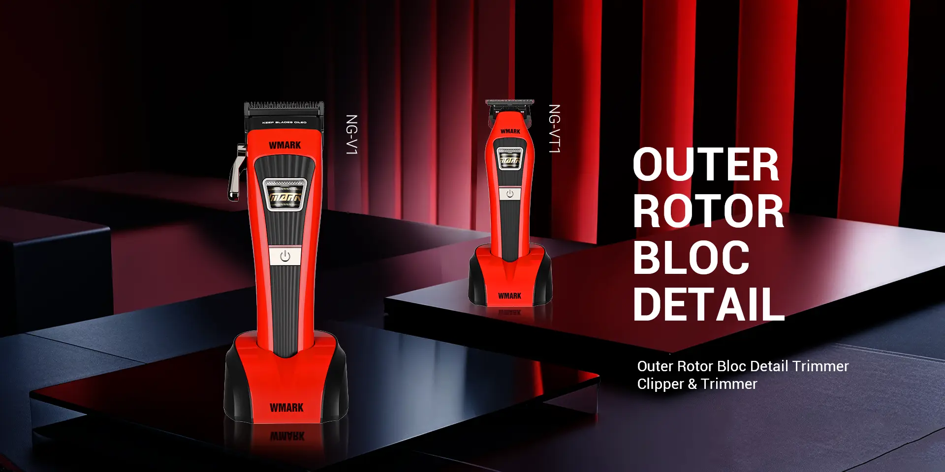 WMARK Outer Rotor BLDC Hair Clipper NG-V1 & Detail Trimmer NG-VT1