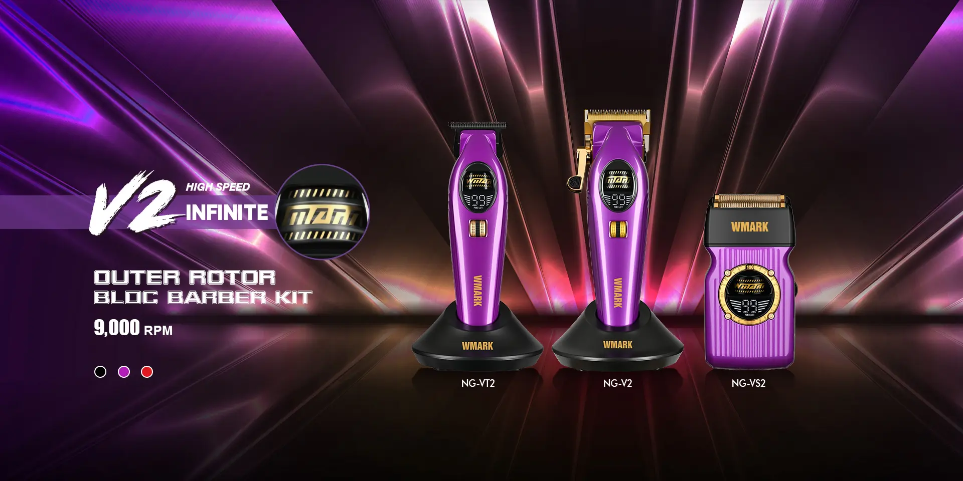 WMARK Outer Rotor BLDC Hair Clipper NG-V2 & Detail Trimmer NG-V1 & Barber Shaver NG-VS2