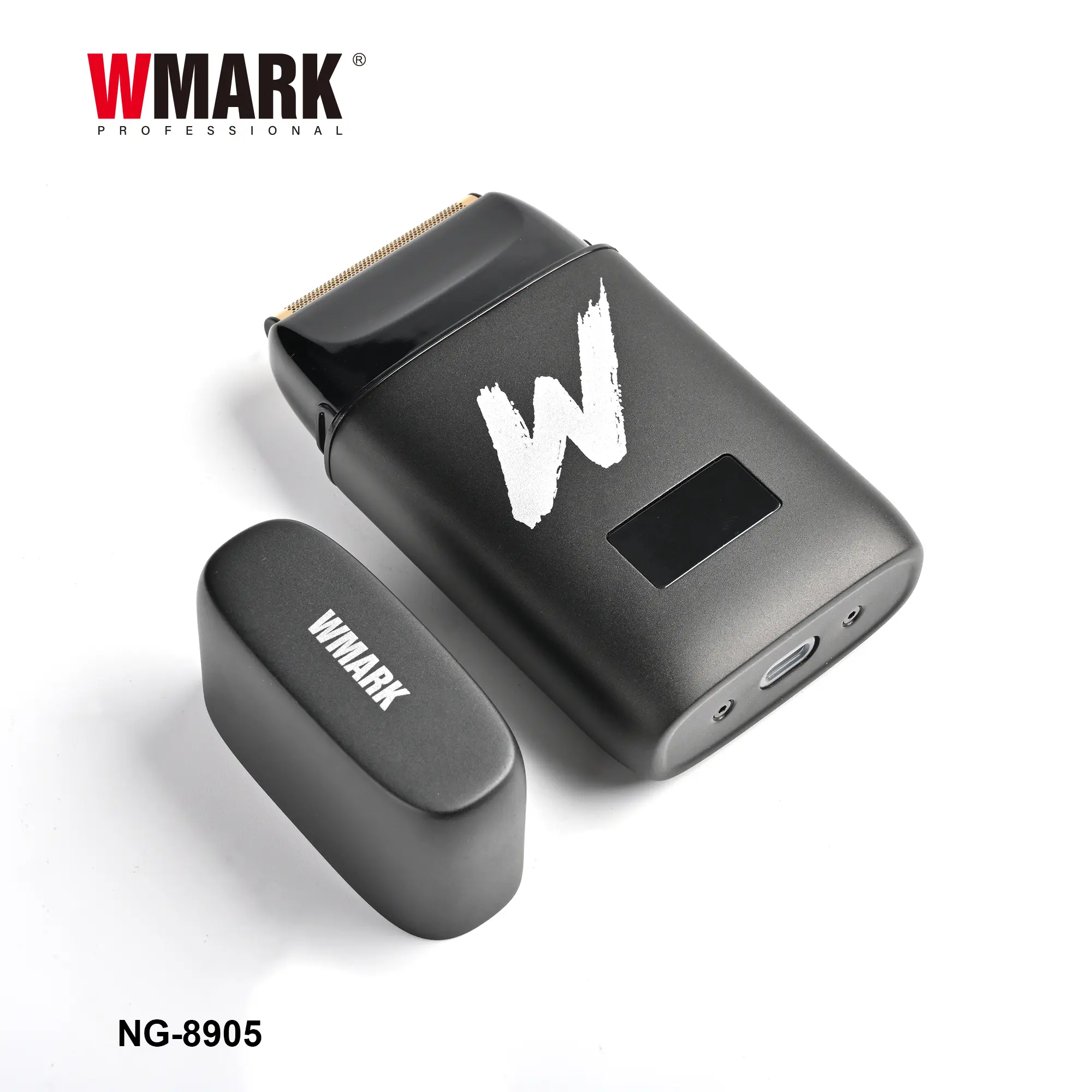 Black aluminum barber shaver with LED display and professional design