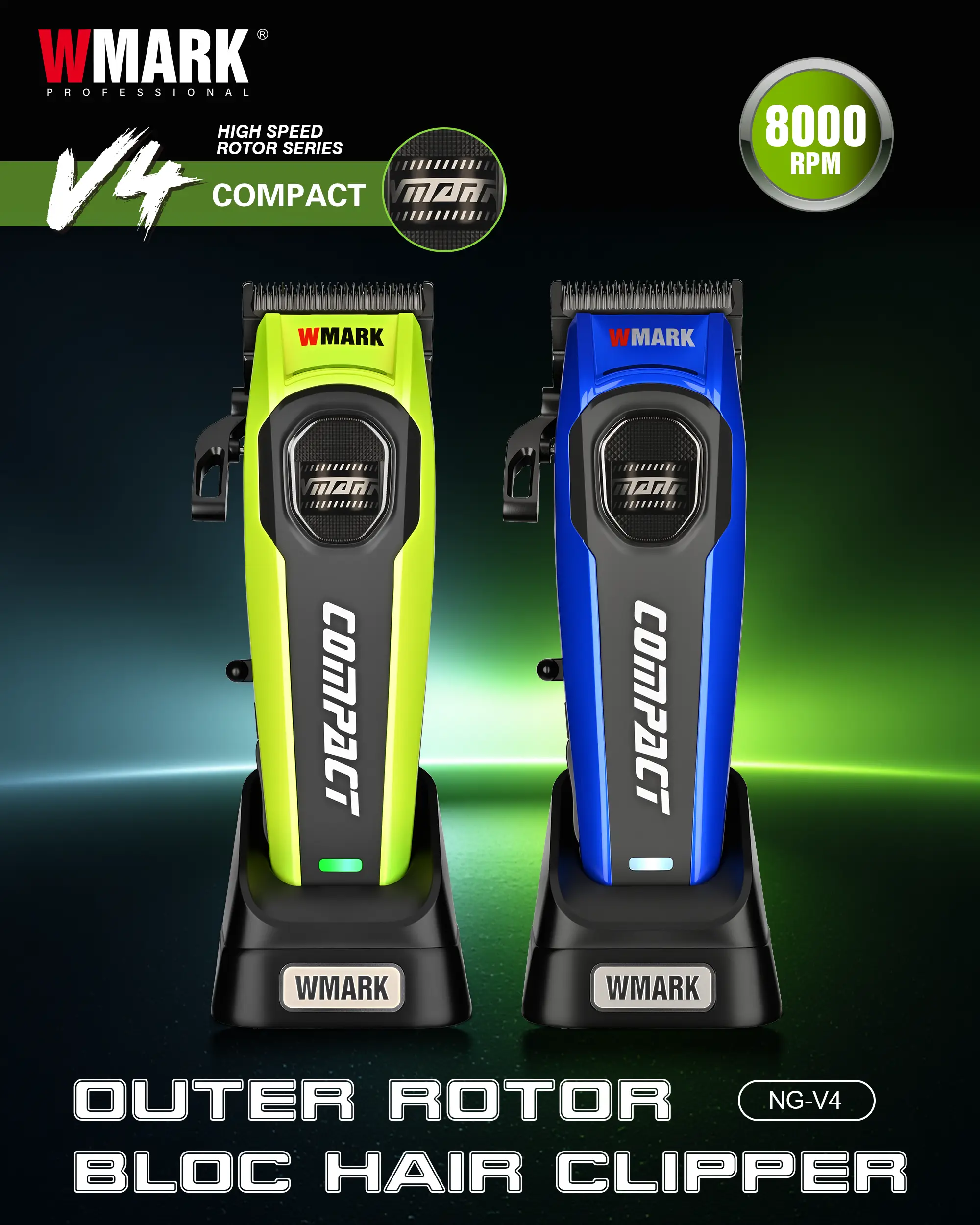 WMARK NG-V4 outer rotor hair clipper with BLDC motor for professional barber use