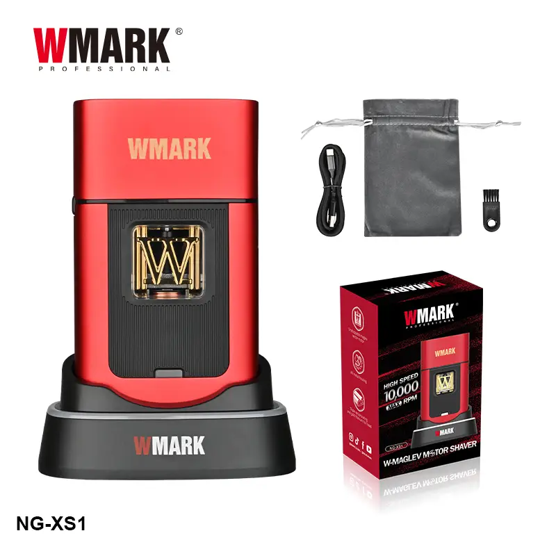 WMARK シェーバー 10000RPM 高速充電式ブラック・レッド 1台 WMARK NG-XS1 10000RPM Vector Motor Shaver Professional Barber Shaver