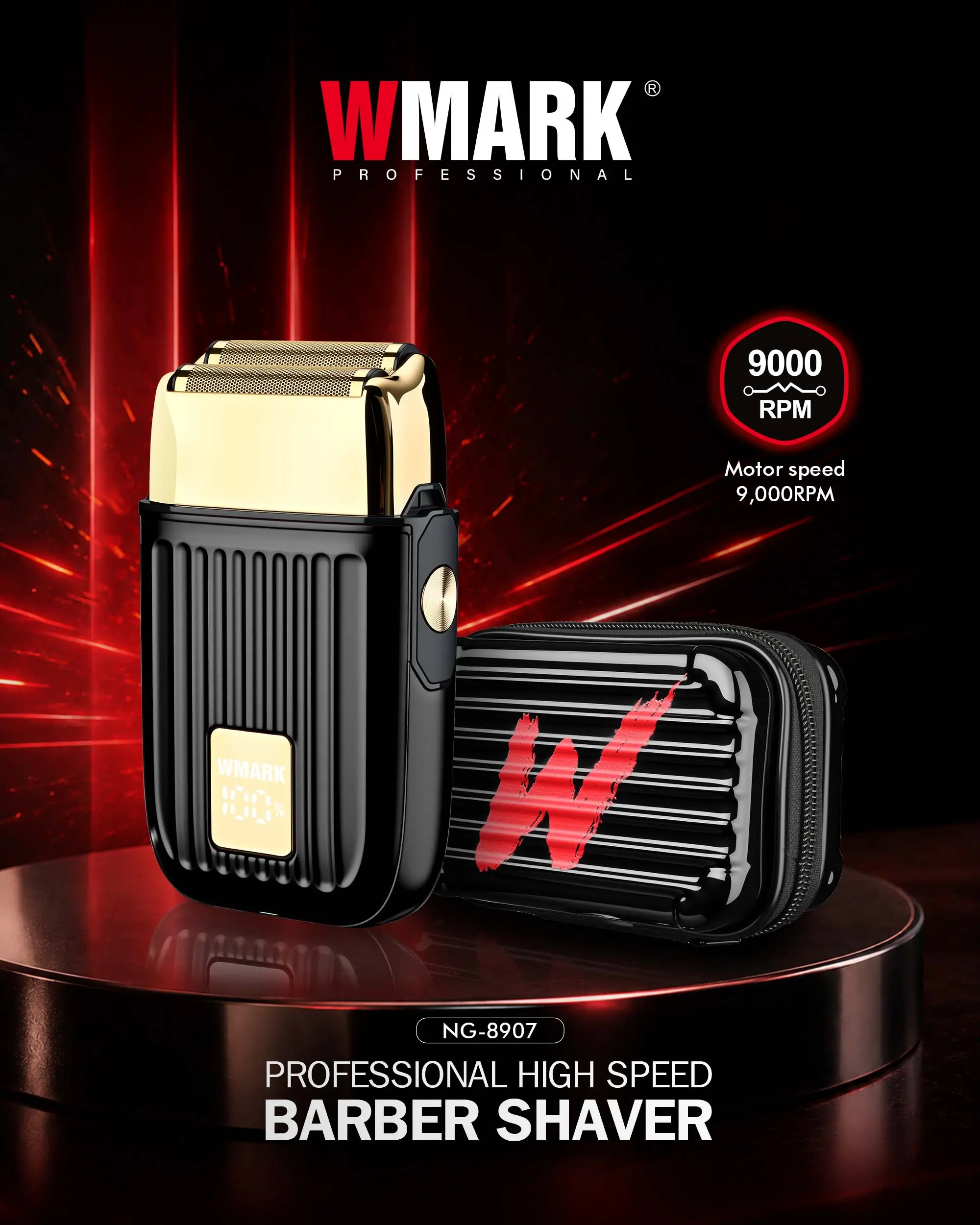 wmark black high speed barber shaver NG-8907