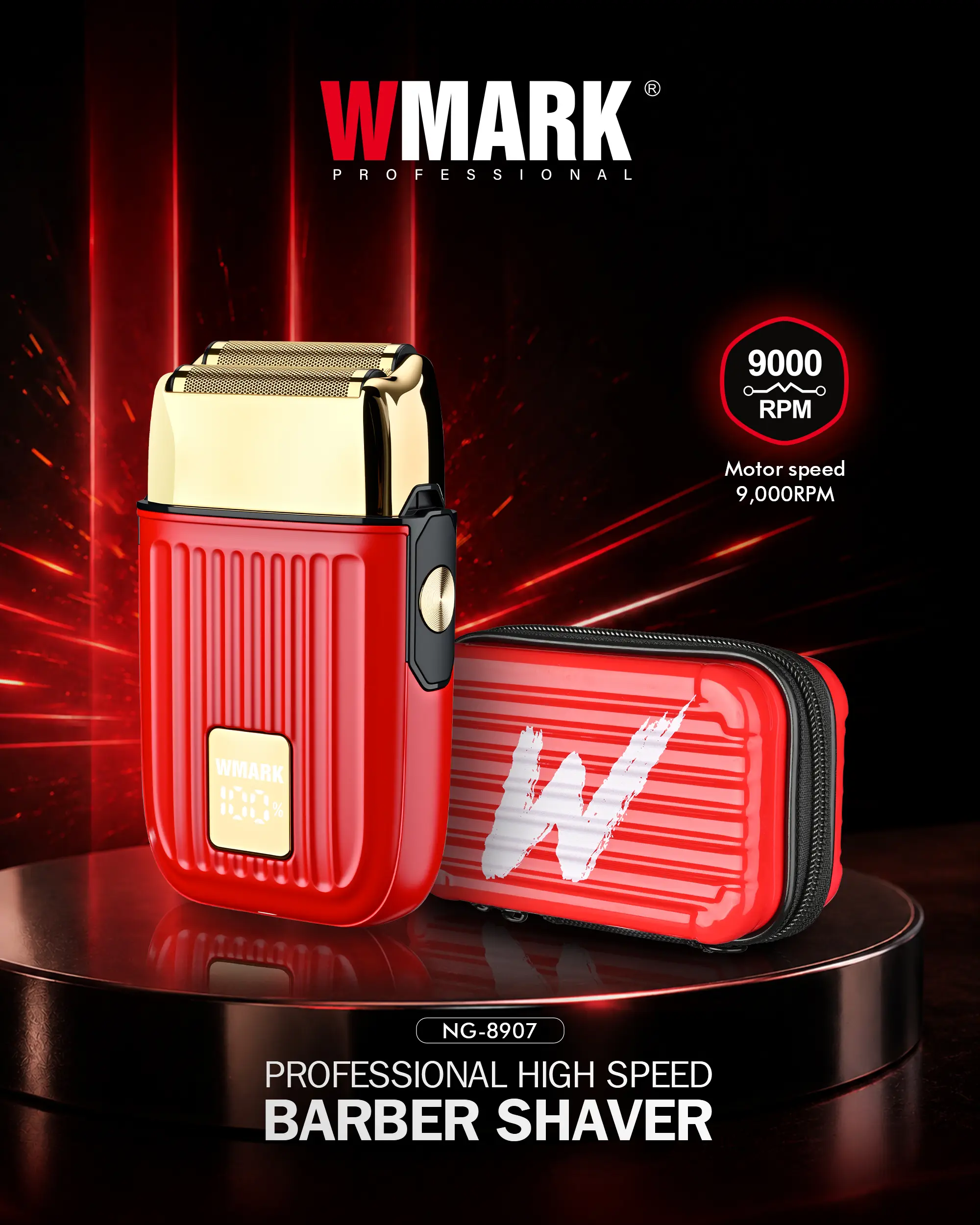 wmark red high speed barber shaver NG-8907