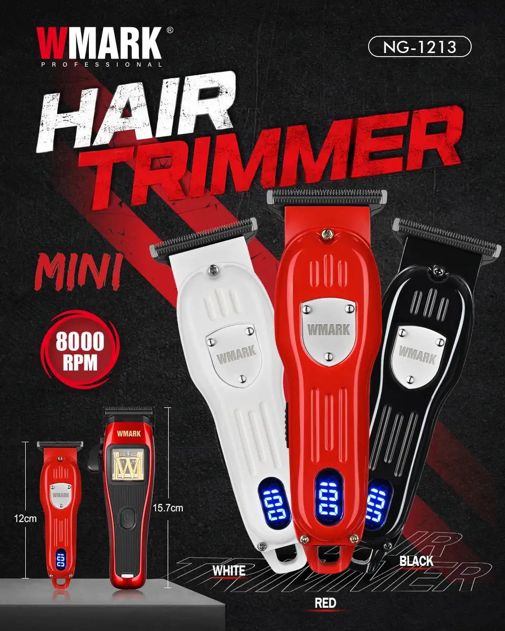 WMARK NG-1213 mini rechargeable hair trimmer for professional grooming