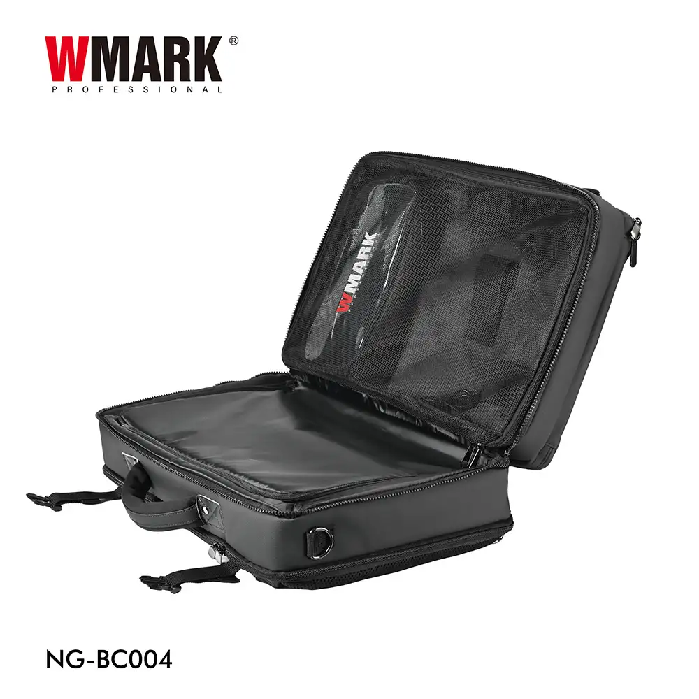 NG-BC004 barber case opened showing internal storage compartments