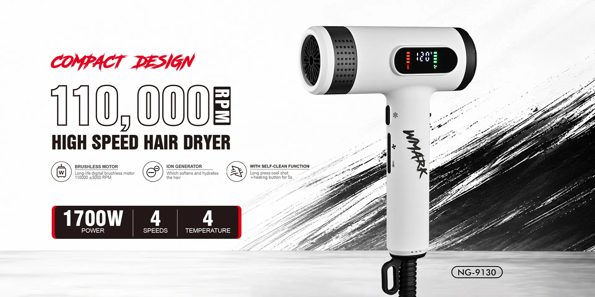 WMARK PRO NG-9130 11000RPM High Speed Hair Dryer